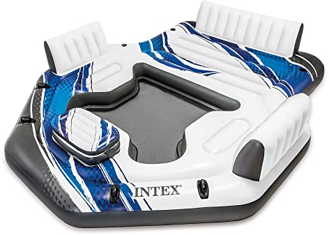 Intex Blue Tropical Island 5 Seat Floating Lounge Raft w/ 4 Cup Holders | 5727EP