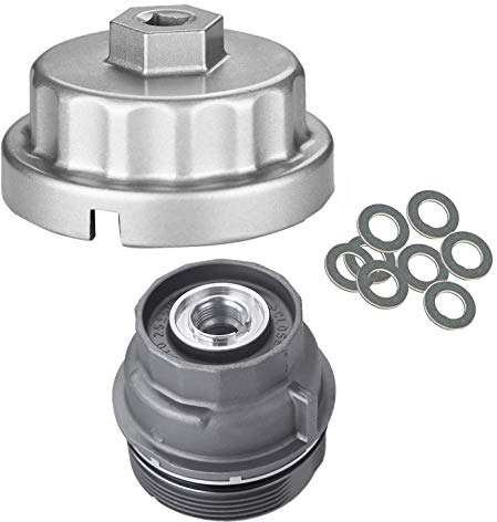 OxoxO 15620-31060 Ölfilterdeckel Ölfilterschlüssel mit Ölablassschraube Dichtungen für Toyota Lexus Highlander Scion Avalon Rav4 mit 2,5 l bis 5,7 l Motoren Ölsystem auch