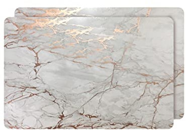 Dainty Home Roségold-Marmor Tischsets aus Kork – hitzebeständige, rutschfeste, leicht zu reinigende Platzsets für Elegantes Dining – 30,5 x 45,7 cm, 2er-Set – perfekt für stilvolle, Moderne Wohnräume