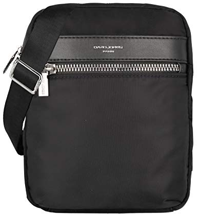 David Jones - Herren Umhängetasche Klein - Nylon Schultertasche Mann Messenger Crossbody Bag - Viele Taschen Fächer Handtasche - Herrentasche Reise Sport City Business Arbeit Tasche Elegante - Schwarz