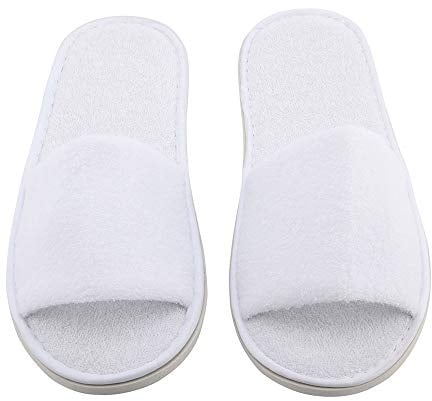 EKdirect 10 Pairs Disposable Slippers Spa Towelling Open Toe Guest Shoes