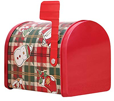 Contenitore di regalo della cassetta postale di Natale,scatola di ferro scatola di latta Cassetta postale Biscotti Candy Contenitore di regalo Contenitori con coperchi per Regali di Natale Decor