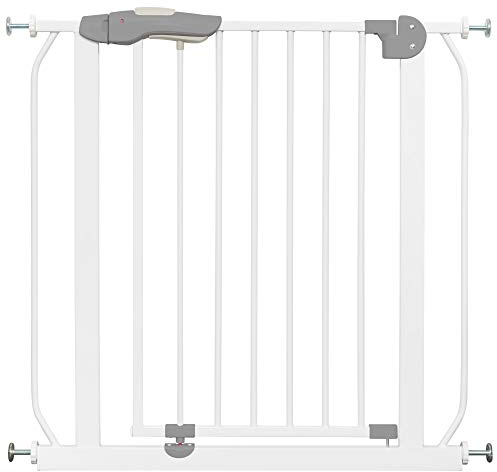ib style Kaya Treppenschutzgitter für Babys 75-175 cm ohne Bohren Türschutzgitter Klemmgitter für Hunde Schutzgitter Weiß Grau 95-105 cm