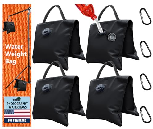 Eurmax Saddle Design Water Weight Bag Heavy Duty Water Saddlebag Portable Water Bags Outdoor Weights Photo Video Studio Stand 4-Pack(Black)