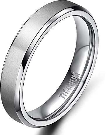 Zakk Alliances pour homme et femme En titane Argent mat brossé Bague de fiançailles Mariage 4mm 6mm 8mm 10mm (4mm,60 (19.1))