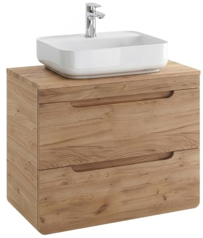 Lomadox Waschtischunterschrank 81 cm mit Keramikbecken LUTON-56-CRAFT Wotan Eiche Nb. B/H/T ca. 81/74,5/46 cm