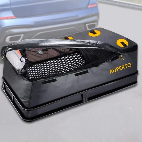 longziming Coffre de toit pliable à 15 pieds cubes - Boîte de rangement étanche pour voiture avec ou sans porte-bagages, voyage et transport de bagages, voitures, camionnettes, SUV, noir, 152*61*61cm