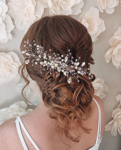 Unicra cristal mariée mariage cheveux vigne argent cheveux accessoires perle mariée bandeau casque pour femmes et demoiselle d'honneur