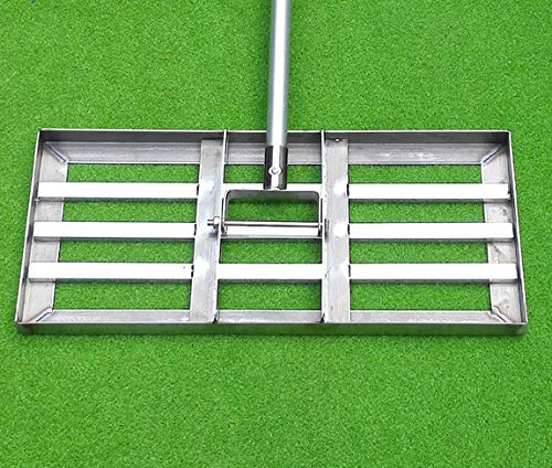Golf-Rasen-Planierrechen, Edelstahl-Gras-Planierrechen mit langem Griff, zum einfachen Ebnen von Boden- oder Schmutzgrundflächen – geeignet für die Nivellierung und Einstufung von Yard-Golf-Rasen