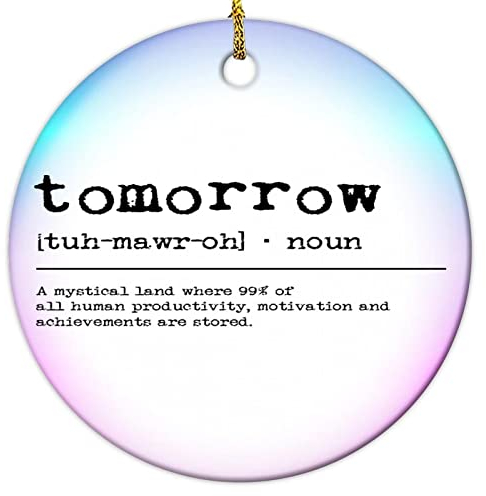 Tomorrow Weihnachtsbaumschmuck 2022, zweiseitig bedruckt, Wort, Bedeutung, rund, Keramik, 7,6 cm, Weihnachtsdekoration, Souvenir, Geschenk für Weihnachten