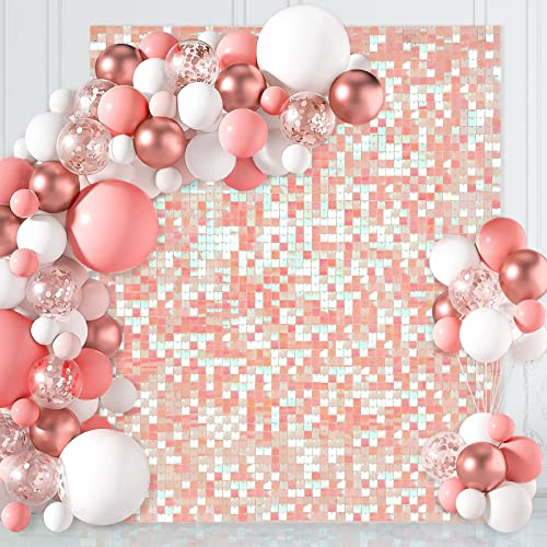 Rosa schimmernder Wandhintergrund, Pailletten-Hintergrund, schimmernde Wand, 1,8 x 1,2 m, Foto-Hintergründe für Hochzeit, Brautparty, Geburtstagsdekorationen