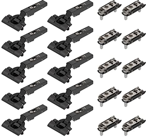 10 x siwitec Blum CLIP top BLUMOTION 110° Scharnier INSERTA mit Feder, Softclose, Onyxschwarz, Eckanschlag inkl. geraden Exzenter-Montageplatten