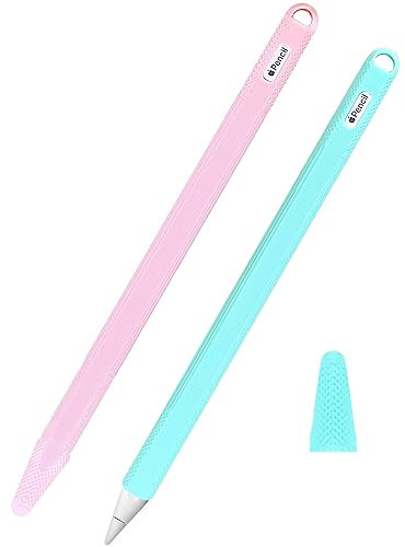 ZHONYEE 2 Pack Apple Pencil Cover Silicone Compatible with Apple Pencil 2nd Generation, Soft Protective Cover Grip Accessories (Pink & Green)