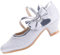 EIGHT KM Scarpe Mary Jane con Tacco Alto da Ragazza Principessa per Matrimonio e Festa EKM7035 Scintillio Glitterato Cuore Diamante Fiocco Argento Misura EU 30