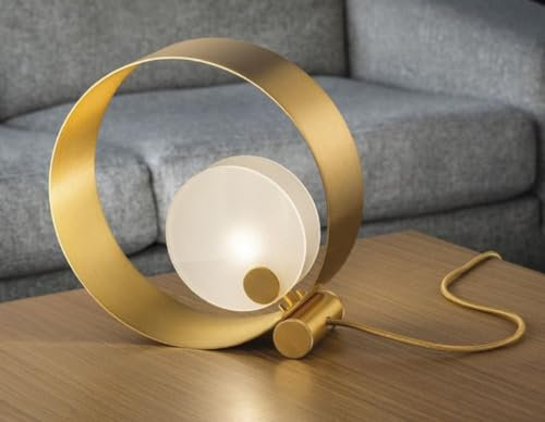 Casa Padrino Luxus Tischleuchte Gold/Weiß 30 x 11 x H. 30 cm - Metall Schreibtischleuchte mit Glas Lampenschirm - Luxus Tischleuchten - Luxus Qualität - Made in Italy