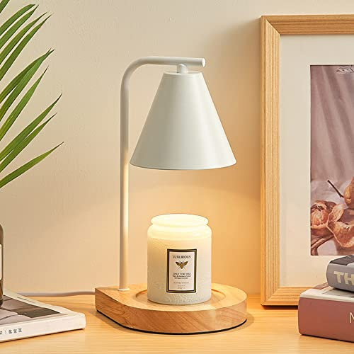 Candle Warmer Lamp - Dimmable Candle Lamp Warmer with Timer Electric Candle Warmer Light for Jar Candles, Scented Wax Melt Warmer with 2 Bulbs for Home Decor Gifts for Women Men (White)