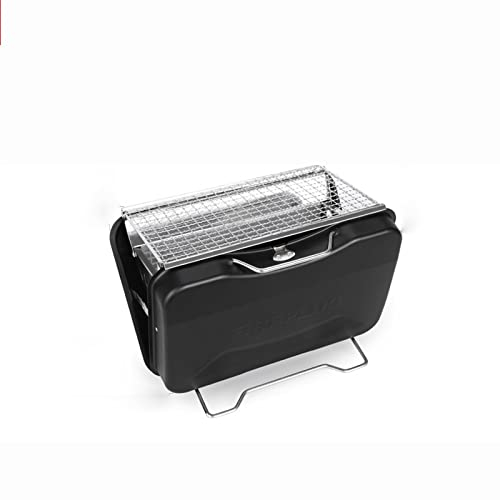 Balcone esterno Barbecue da campeggio Valigia Design Pieghevole portatile in acciaio inossidabile Griglia per barbecue a carbone Cucina all'aperto (Black)