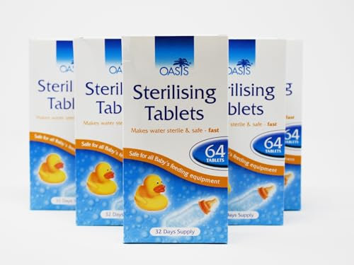TEST ALL WATER - Baby Bottle Sterilisation Tablets | 30-Min Quick Sterilisation | Eliminates Bacteria, Viruses, Fungi | Safe for Bottles, Teats, Toys | 64 Tablets, 6 Pack