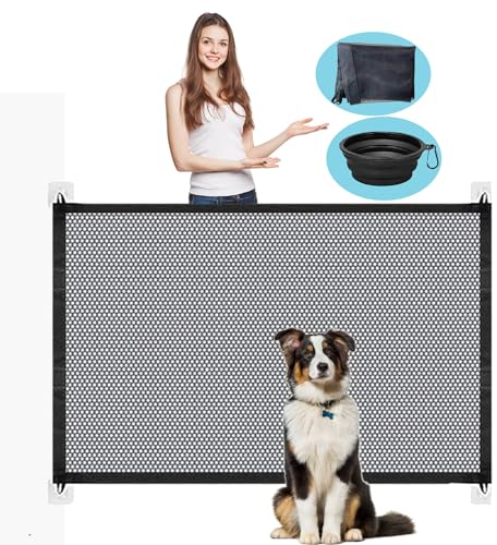 Haustiersicheres Treppengitter für Haustiere, Netz-Hundegitter für den Innenbereich, tragbares Netz-Hundegitter 110 x 72 cm, kein Bohren erforderlich, einfache Installation