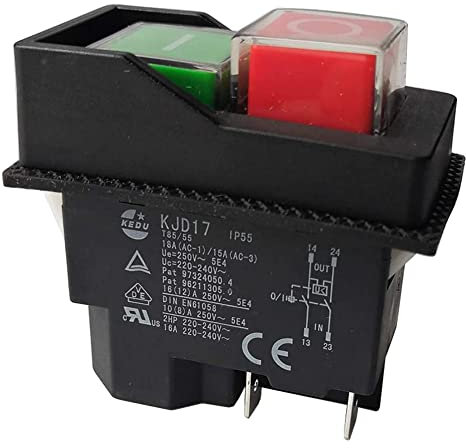 Geieold Interruttori Elettromagnetici Interruttori a Pulsante per Attrezzi da Giardino KJD17 220V 4 Pin -Terminali