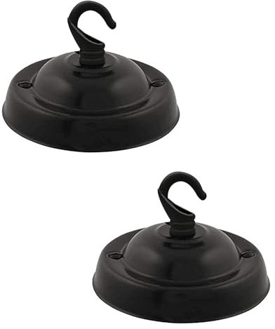LEDSone Vintage Single Out Ceiling Rose Hook Plate for Light Fitting Chandelier, 105mm Metal Antique Side Fitting Ceiling Plate with Accessories for Ceiling and Wall Lamp. (Matt black - 2 Pack)