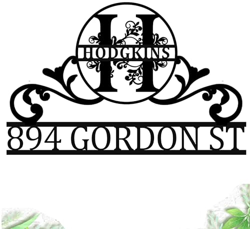 Metal Signs Customized, Personalized Name Sign for Wall Decoration Outdoor Indoor, Split Letter Monogram, Address Sign for Outside Number Matel Plaque,Letter background Address Number