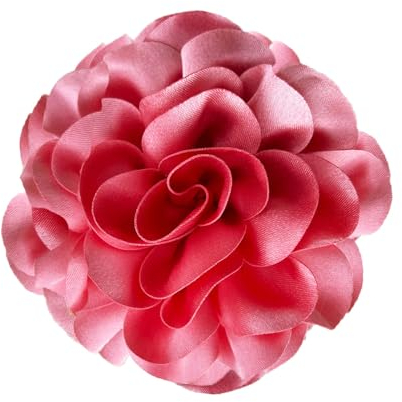 120MM Grande Broche En Satin Avec Fleur De Rose - Grande Broche En Tissu Camélia Classique Pour Fête De Mariage Danse Banquet Pour Femme - Accessoires De Costume - Bijoux Cadeaux (Rouge clair)