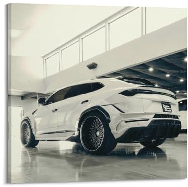 FYRCO Sport-SUV, weißes Urus Luxus-Offroad-Rennauto, dekoratives Gemälde, Leinwand, Wandkunstwerke, Bild, 50 x 50 cm