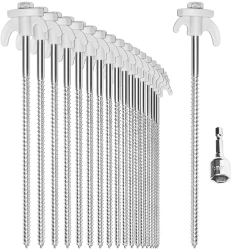 com-four® 20x Zelt-Heringe aus Stahl, Schraubheringe mit Adapter | robuste Erdnägel mit Gewinde für Camping und Outdoor - Zeltpflöcke ideal für harten Boden