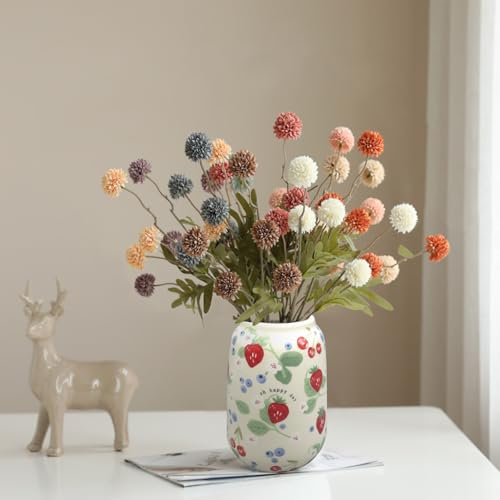 Erdbeer Keramik Vase Home Decor – Obstvasen aus Keramik, einzigartige Erdbeerdekoration, farbenfrohe Regaldekoration aus Keramik für Zuhause das Büro, Tischdeko Mittelstücke