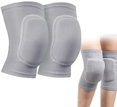 Confezione da 2 ginocchiere, ginocchiere morbide,ginocchiere elastiche unisex, ginocchiere elastiche antiscivolo per danza, calcio, pallavolo, pallacanestro, yoga (grigio Pieno)