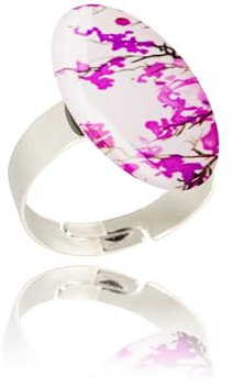 Boho Grosse Ronde Bagues Fantaisie Réglable Mandala Design Bijoux pour Femme (Style 20 - Rouge Blanc)