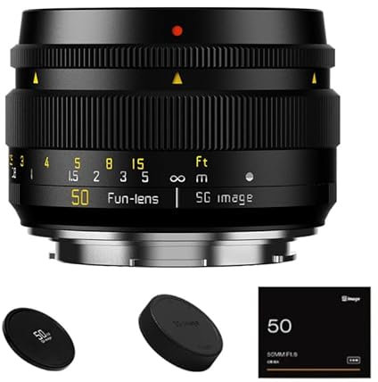 SGimage 50mm F1.8 Vollformat-MF-Porträtobjektiv mit Variabler Blende für einzigartige Bokeh-Effekte | Für Kameras mit M43-Mount | Leichte Metallkonstruktion, 311g