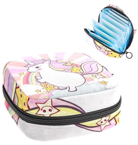 Aufbewahrungstasche für Damenbinden, Menstruationstasse, Tamponbeutel, Periodeneinlagen-Halter, Organizer für Frauen und Mädchen, Einhorn-Tier