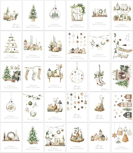 30 tarjetas navideñas tradicionales ecológicas con sobres