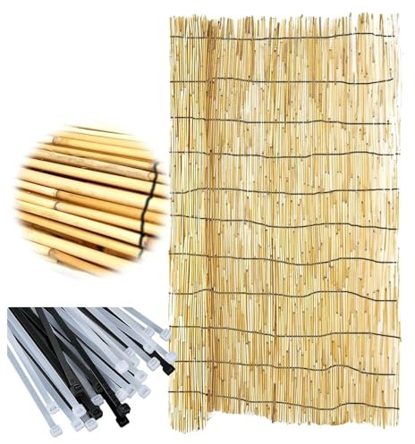 Gartenzaun Sichtschutzmatte Zaunsichtschutz Sichtschutzzaun Schilfzaun Sichtschutzzaun für Garten 160 140 120 90 cm, Terrasse, Balkon Schilf sichtschutz für draußen Schilfrohrmatte(1x4 m 3.3x13 ft)