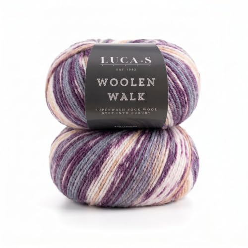 Superwash Sockenwolle zum Stricken, 4-fädiges Sockengarn aus 75 % reiner Wolle und 25 % Polyamid, 50 g Handstrickgarn für Socken, 2er-Pack