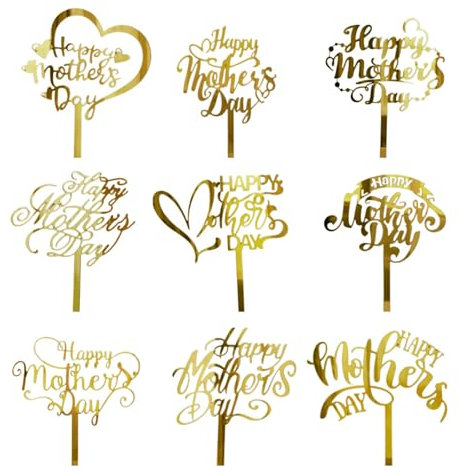 Dcsfadq 9 Stück Frohe Muttertags Tortendeko Acryl Kuchen Dekor Alles Gute zum Muttertag