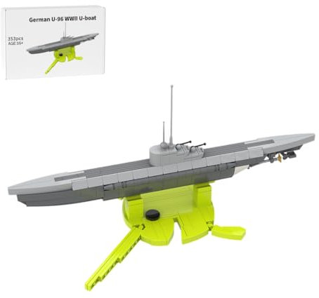 BlocteckToy MOC Klemmbausteine WW2 Deutsches U-Boot U-96 Modell, 353 Teile 1/200 Maßstab Militär U Boot Schiffe Modular Buildings Modellbausatz Set für Erwachsene, Klemmbausteine U-Boot