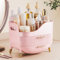 VG VISIONGOOD Rangement Maquillage Organisateur avec 2 Tiroirs, Stockage Produit de Beauté Multifonctionnel, Rangement Parfum Skincare Grande Capacité pour Vanité, Salle de Bain (Rose)
