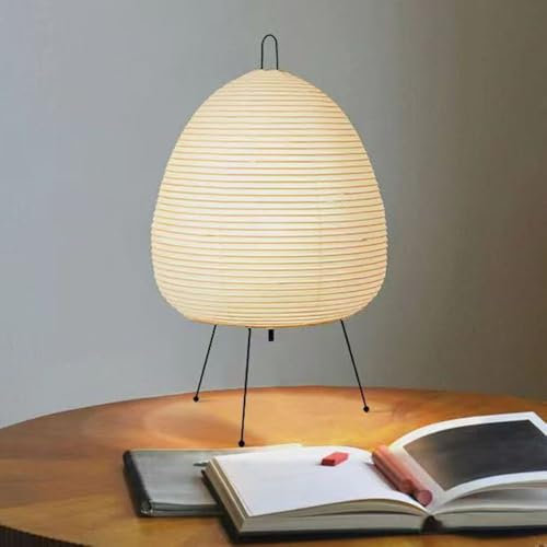 Mengjay Reispapier Lampe Retro Reispapier Nachttischlampe,Nachtlicht Gemütliche Nachttischlampe Tischbeleuchtung Dekorative Tischlampe Stimmung Tischlicht,Papierlampe Wohnzimmer Deko Lampe (B)