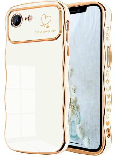 Keteen Handyhülle für iPhone 16e Hülle, Mädchen Niedliche lockige Wellen Hülle Dünne Flexible Silikon Galvanisierte Kameraschutz Kratzfest Stoßfest Schutzhülle Case für iPhone 16e, Weiß
