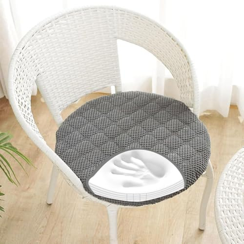 RZYW Rund Stuhlkissen 6er 4er 2er Set Weiche Sitzkissen Rund Waschbar Sitzkissen Stuhl rutschfest Sitzpolster Outdoor Stuhlauflage Bodenkissen für Küche Esszimmer Garten Büro,Darkgray,6erSet 35cm