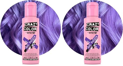 Renbow Crazy Color Semi Permanent Hair Color Cream Hot Purple No.62 100ml (Pack of 2)