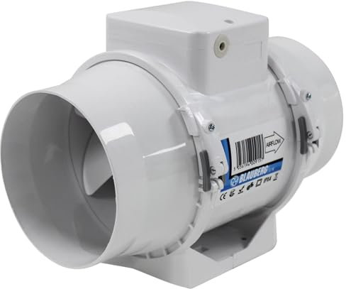 EDE Group Turbo-E 100mm 4 Inch InLine Extractor Fan - Powerful Mixed Flow Duct Mounted Bathroom Extractor Fan with Timer