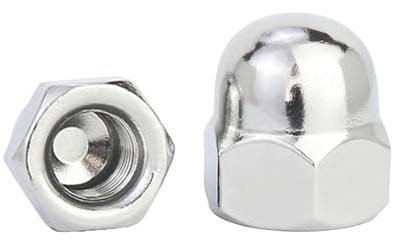 QANCEN 10 Piezas Tuercas Ciegas Hexagonales M10, Acero Inoxidable A2 Tuercas de Sombrerete DIN 1587, Tuerca Bellota para Tornillos, Pernos y Varillas Roscadas