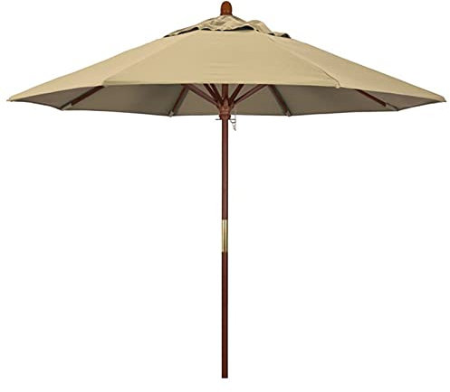 MYUYEE Sombrillas de Madera de 275 m para jardín Piscina y Playa con mástil de Madera y 8 Varillas para Mesa de Patio al Aire Libre Sunbrella,Caqui-Grande - 270 cm