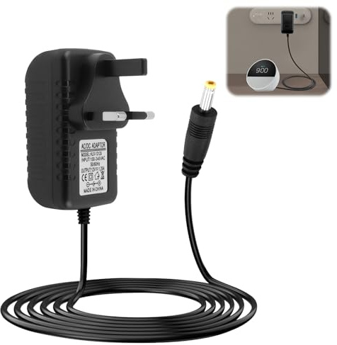15W Power Supply Charger 12V 1.25A for Echo Dot 3rd/4th/5th/1st Gen, 4.0 * 1.7mm Power Cable for Echo Dot with Clock Dot Kids Edition Show 5 1st 2nd Gen Spot Pop Fire TV Cube Cord