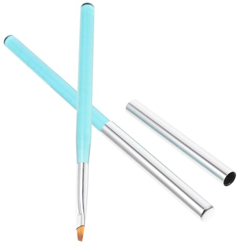 Veemoon 2pcs Nail Art Pen Ocean Blue Rod Cap Nail Art Tools Polish Clean up Brush for and Application