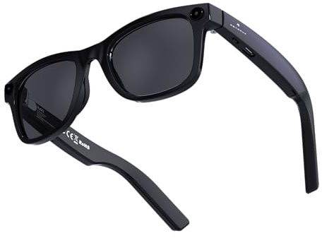 IMIKI AI smart Bluetooth Glasses Ultra-high-Definition Camera Pixels Video Recording stabilization Bluetooth Calling (Black)